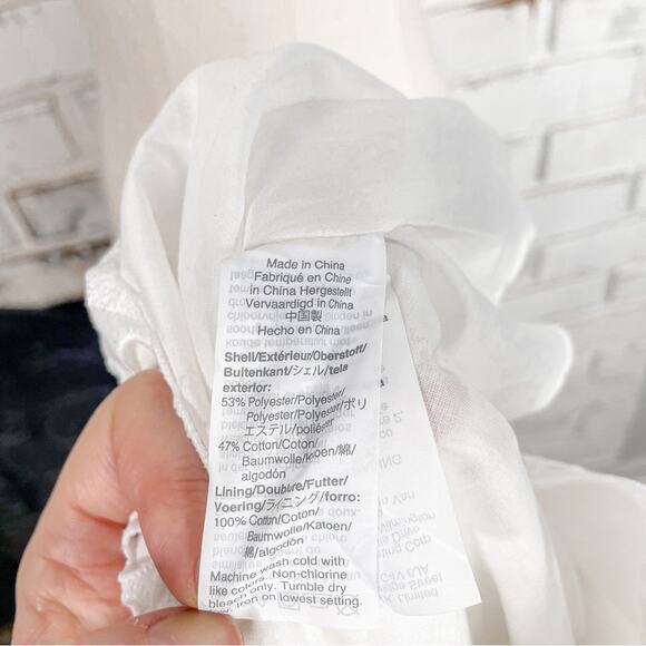 J. Crew White Embroidered Eyelet Lace Bell Sleeves Shift Mini Midi Dress 2 - Picture 8 of 8